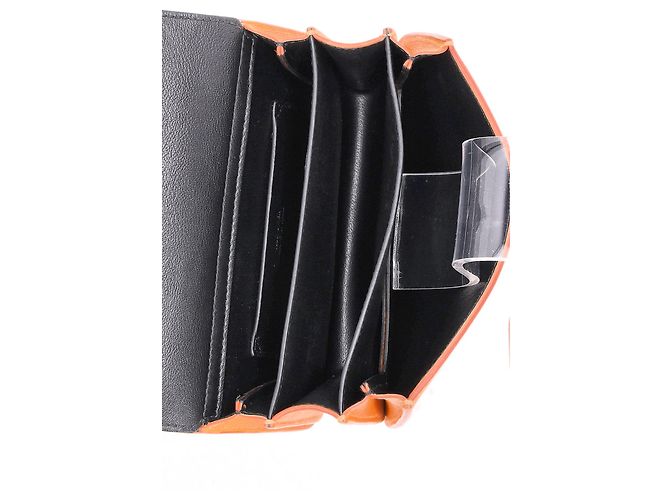 Bolsa transversal com aba Jil Sander em couro laranja Coral - vista 6
