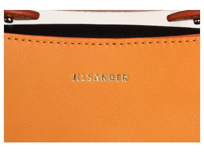Bolsa transversal com aba Jil Sander em couro laranja Coral - vista 9