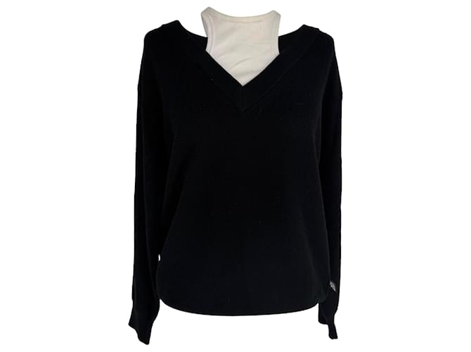 Alexander McQueen T V-Ausschnitt Pullover aus schwarzer Wolle - Ansicht 2