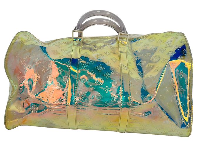 Bolsa Louis Vuitton Monogram Prism Keepall Bandouliere em PVC Multicor - vista 5