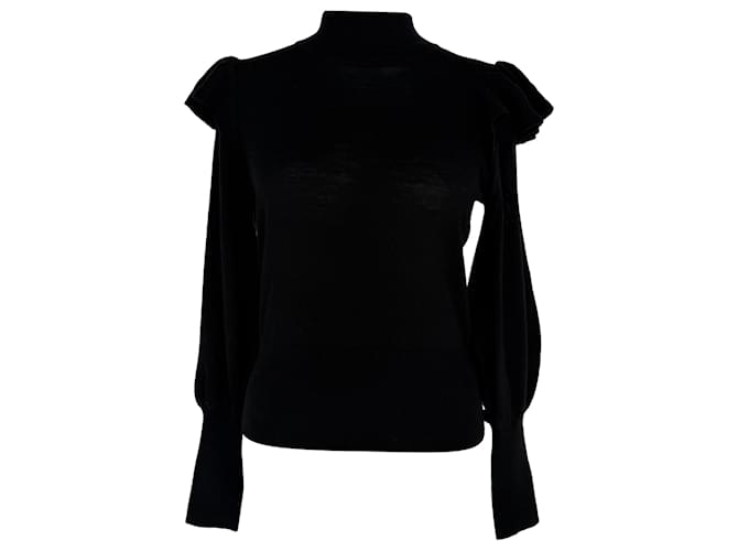 Zimmermann Strickpullover mit hohem Ausschnitt aus schwarzer Merinowolle - Ansicht 3