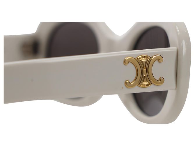 Céline Gafas de sol Celine Triomphe CL40194U de acetato blanco con montura oval Crudo - vista 10