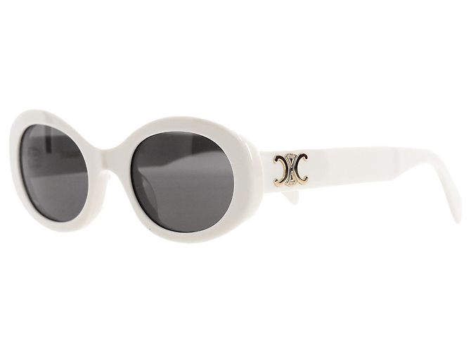 Céline Gafas de sol Celine Triomphe CL40194U de acetato blanco con montura oval Crudo - vista 2