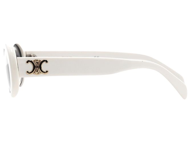 Céline Gafas de sol Celine Triomphe CL40194U de acetato blanco con montura oval Crudo - vista 3
