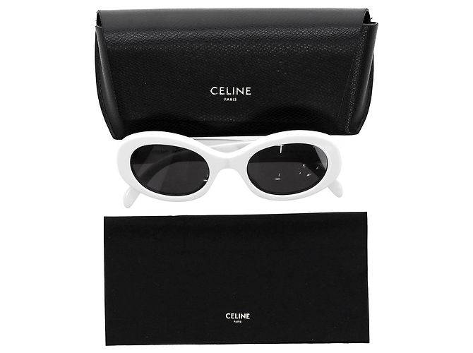 Céline Gafas de sol Celine Triomphe CL40194U de acetato blanco con montura oval Crudo - vista 6