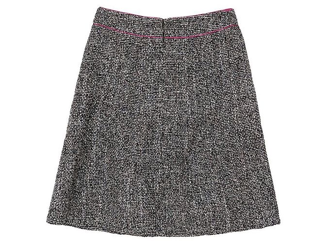 Chanel Gonna in tweed nero multicolore - vista 2