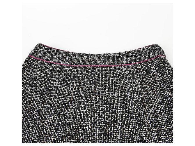 Chanel Gonna in tweed nero multicolore - vista 3