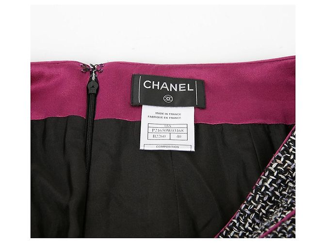 Chanel Gonna in tweed nero multicolore - vista 6