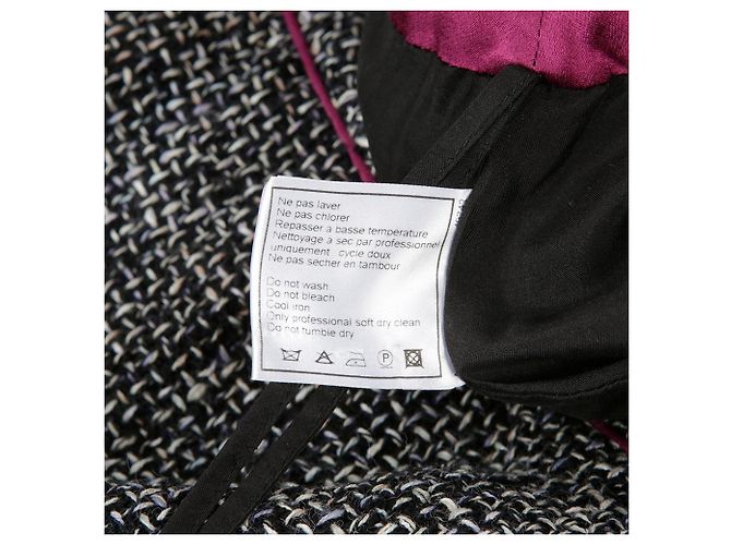 Chanel Gonna in tweed nero multicolore - vista 7