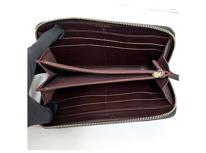 Chanel Portafoglio lungo con zip Caviar Nero - vista 10