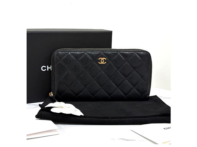 Chanel Portafoglio lungo con zip Caviar Nero - vista 11