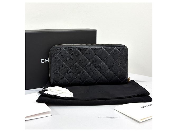 Chanel Portafoglio lungo con zip Caviar Nero - vista 12