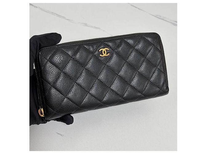 Chanel Portafoglio lungo con zip Caviar Nero - vista 13