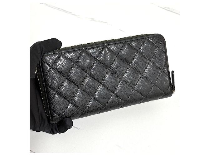 Chanel Portafoglio lungo con zip Caviar Nero - vista 14