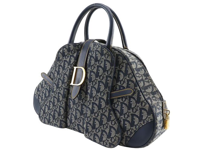 Borsa Double Saddle Christian Dior in blu navy - vista 2