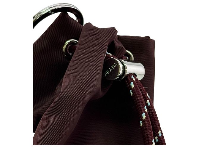Portachiavi Prada Re-Nylon Marrone - vista 8