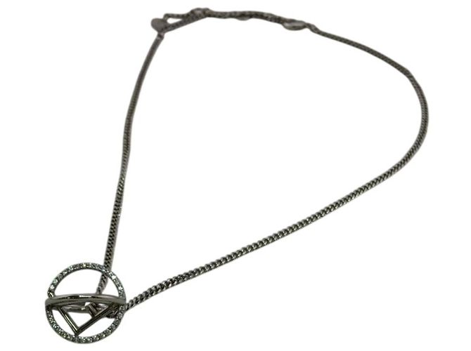 Fendi Silberne Halskette mit Strasssteinen - Ansicht 2
