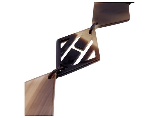 Hermès Hermes Buffalo Horn Long Necklace Chain Braun Orange - Ansicht 3