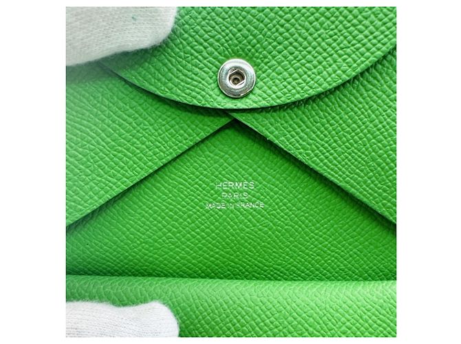 Hermès Cartera para tarjetas Hermes Calvi Duo en verde - vista 9