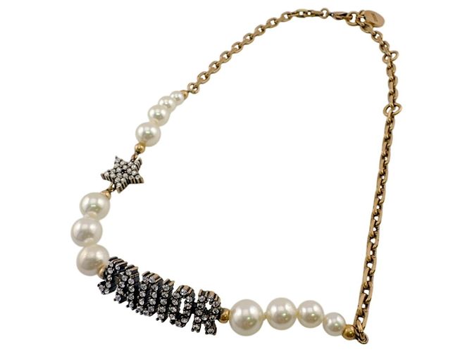 Collana Christian Dior placcata oro e strass D'oro - vista 2