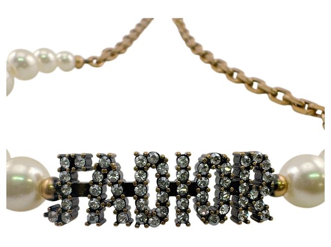Collana Christian Dior placcata oro e strass D'oro - vista 5