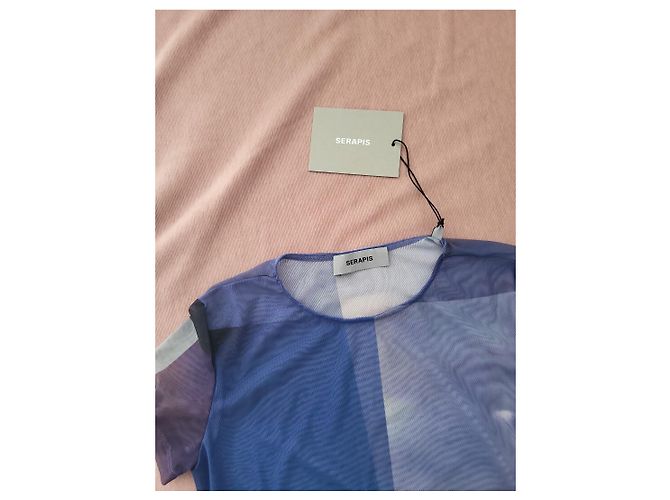 Autre Marque Camiseta de malla estampada abstracta Serapis Blanco Azul Gris Púrpura - vista 2