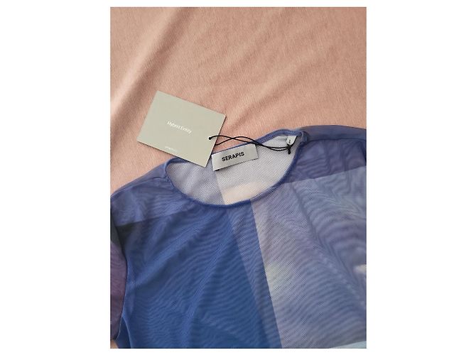 Autre Marque Camiseta de malla estampada abstracta Serapis Blanco Azul Gris Púrpura - vista 3