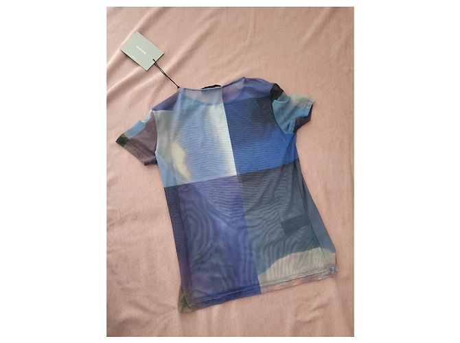 Autre Marque Camiseta de malla estampada abstracta Serapis Blanco Azul Gris Púrpura - vista 4