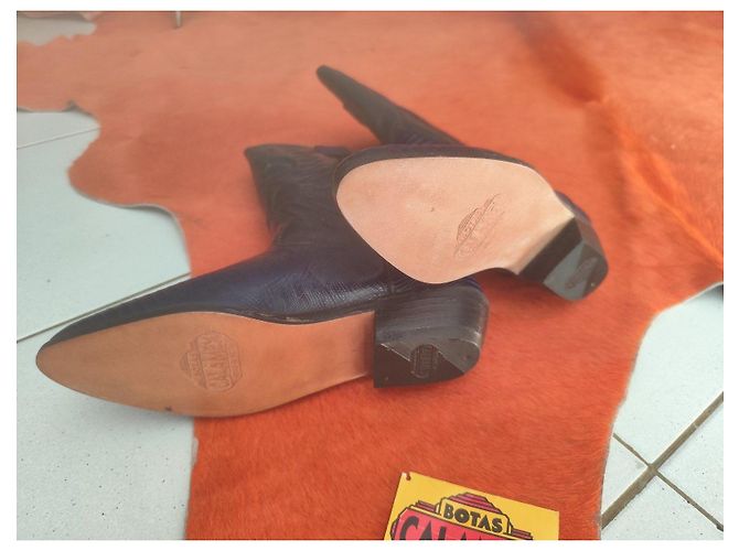 Autre Marque CALAMEX Cowboy-Stiefel Dunkelblau Eidechsenleder Schwarz - Ansicht 3