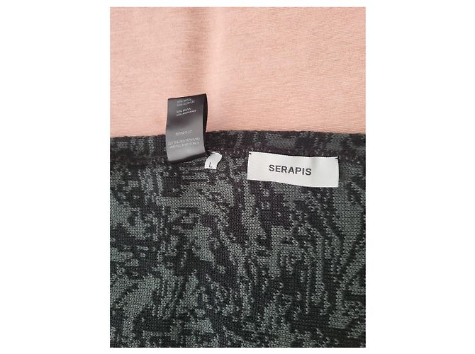 Autre Marque Falda Midi Estampada Serapis de Lana y Acrílico Negro Verde oscuro - vista 3