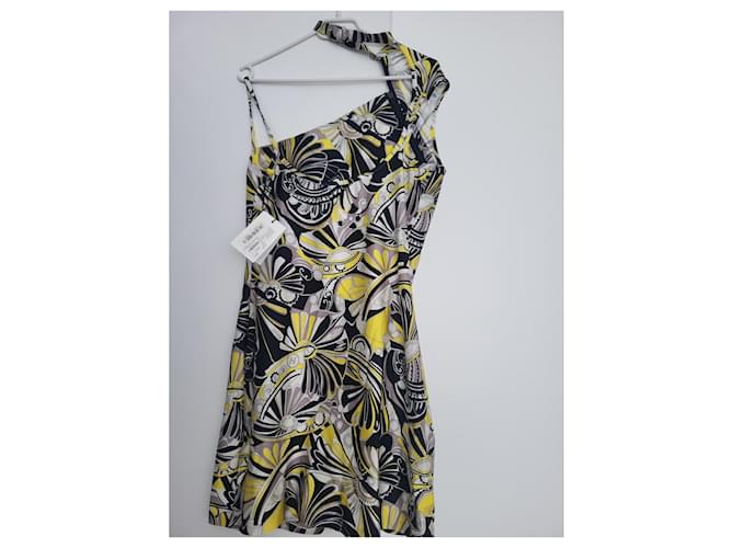 Coperni Vestido asimétrico estampado Negro Blanco Gris Amarillo - vista 2