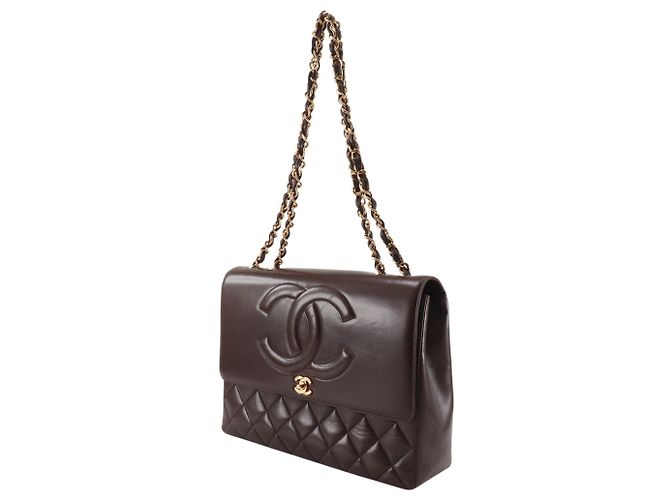 Borsa a Spalla Chanel Big Matelasse 34 Marrone - vista 2