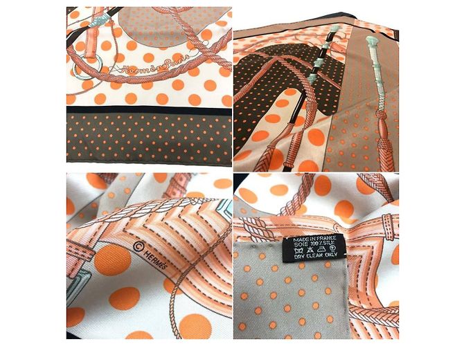 Hermès Foulard Hermes Carre 70 in Beige, Marrone e Arancione - vista 2
