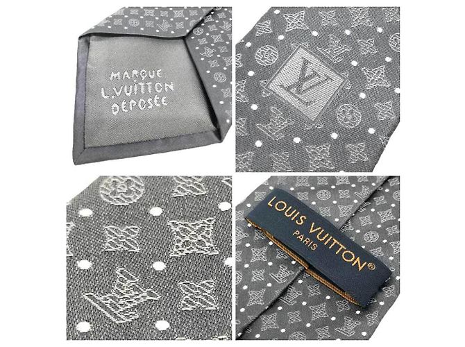 Cravatta in seta grigia Louis Vuitton Marrone - vista 3
