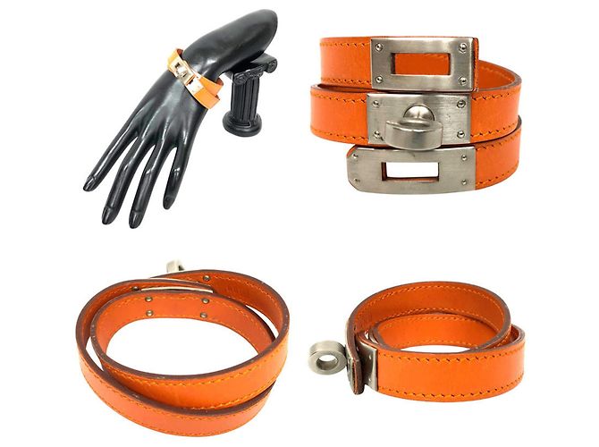 Kelly Pulseira charm de couro Hermès laranja - vista 2