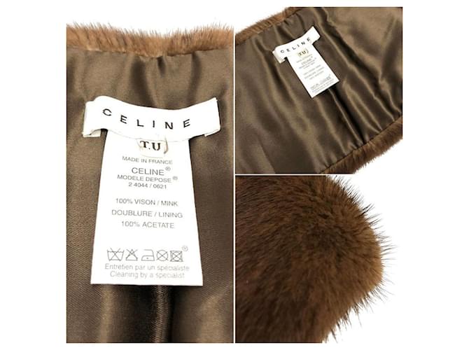 Céline Bufanda de visón CELINE Tippet marrón Castaño - vista 3