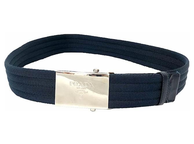 Prada Gürtel Navy mit silberner Schnalle Marineblau - Ansicht 2