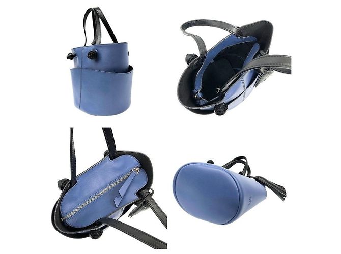 Borsa Tote in pelle blu Tod's - vista 2