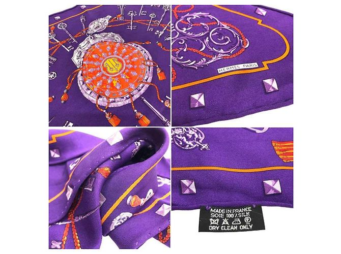 Hermès Pañuelo Hermes Pointu Les Cles Triangle Púrpura - vista 3