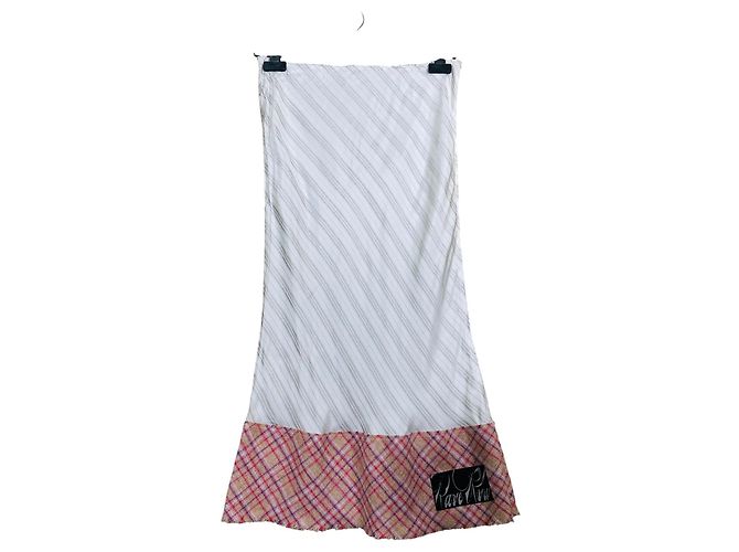 Autre Marque Rave Review Falda Midi a Rayas con Dobladillo de Cuadros Blanco Multicolor Gris - vista 2