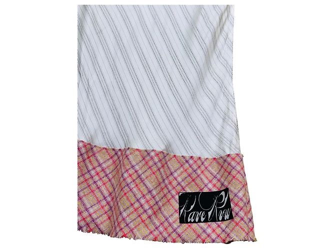 Autre Marque Rave Review Falda Midi a Rayas con Dobladillo de Cuadros Blanco Multicolor Gris - vista 3