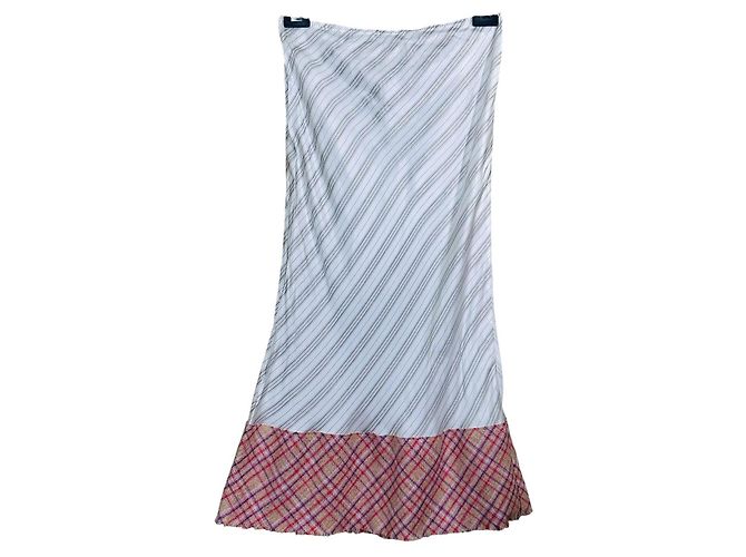 Autre Marque Rave Review Falda Midi a Rayas con Dobladillo de Cuadros Blanco Multicolor Gris - vista 4