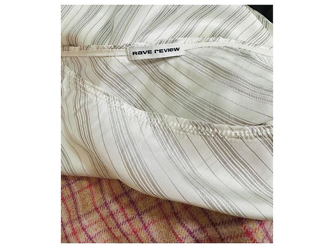 Autre Marque Rave Review Falda Midi a Rayas con Dobladillo de Cuadros Blanco Multicolor Gris - vista 5