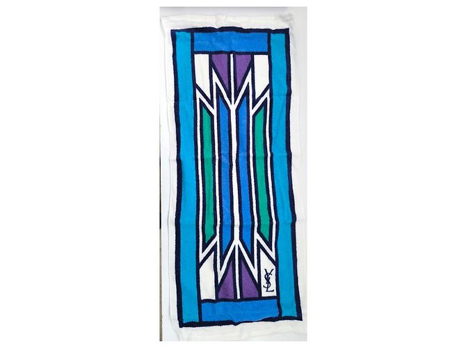 Lot de 2 serviettes monogrammées Yves Saint Laurent Marron Rose Blanc Bleu Multicolore Vert Violet - vue 5