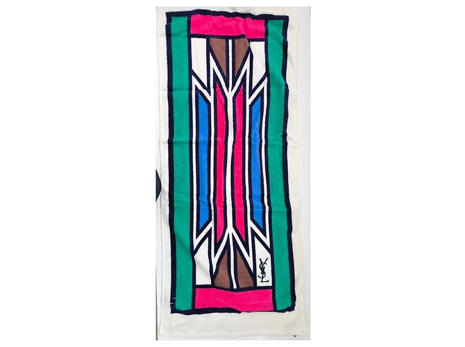 Lot de 2 serviettes monogrammées Yves Saint Laurent Marron Rose Blanc Bleu Multicolore Vert Violet - vue 6