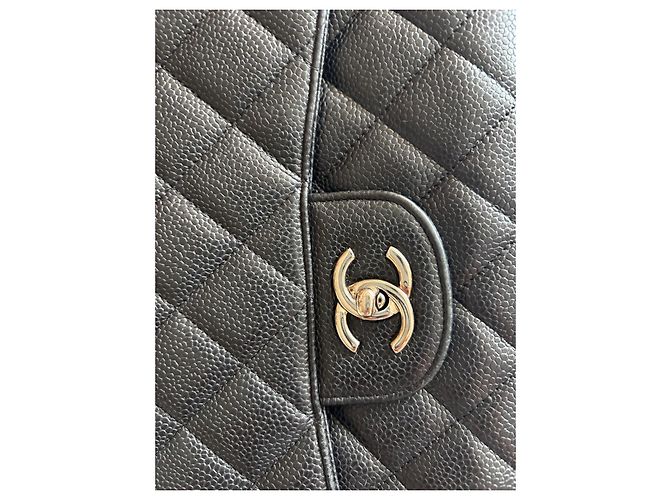 Timeless Borsa Chanel Classic Flap in pelle caviar nera JUMBO Nero - vista 5