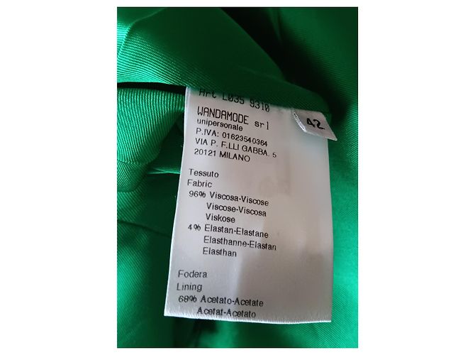 Autre Marque Clips Smaragdgrünes Kleid mit Cape-Ärmeln - Ansicht 6