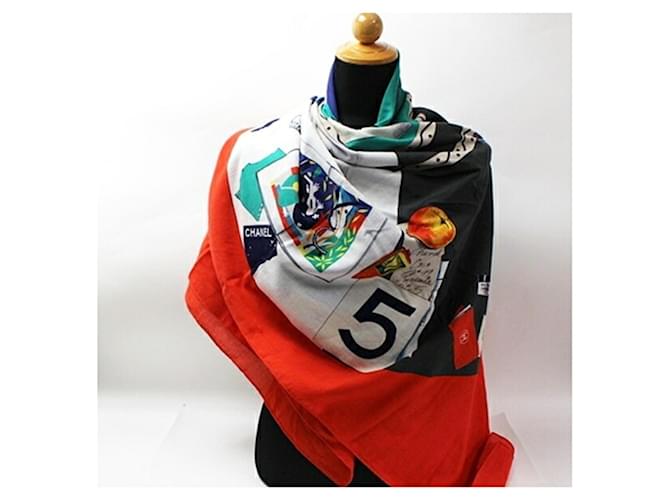 Sciarpa grande in cotone Chanel multicolore Rosso - vista 3