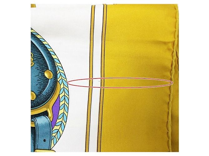 Hermès Hermes Seidentuch Carre 90 - CARRICK A POMPE Weiß Senf - Ansicht 9