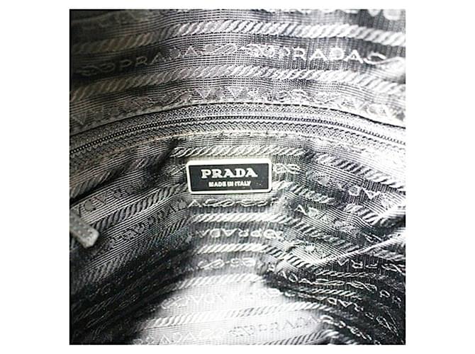 Borsa a tracolla in nylon Prada Nero Bianco - vista 10